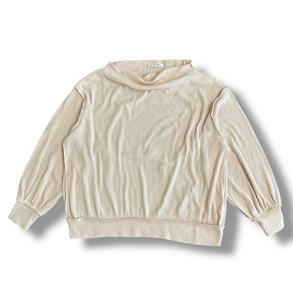We The Free Free People Women’s Small Blush Pink Ribbed Mock Neck Pullover Top